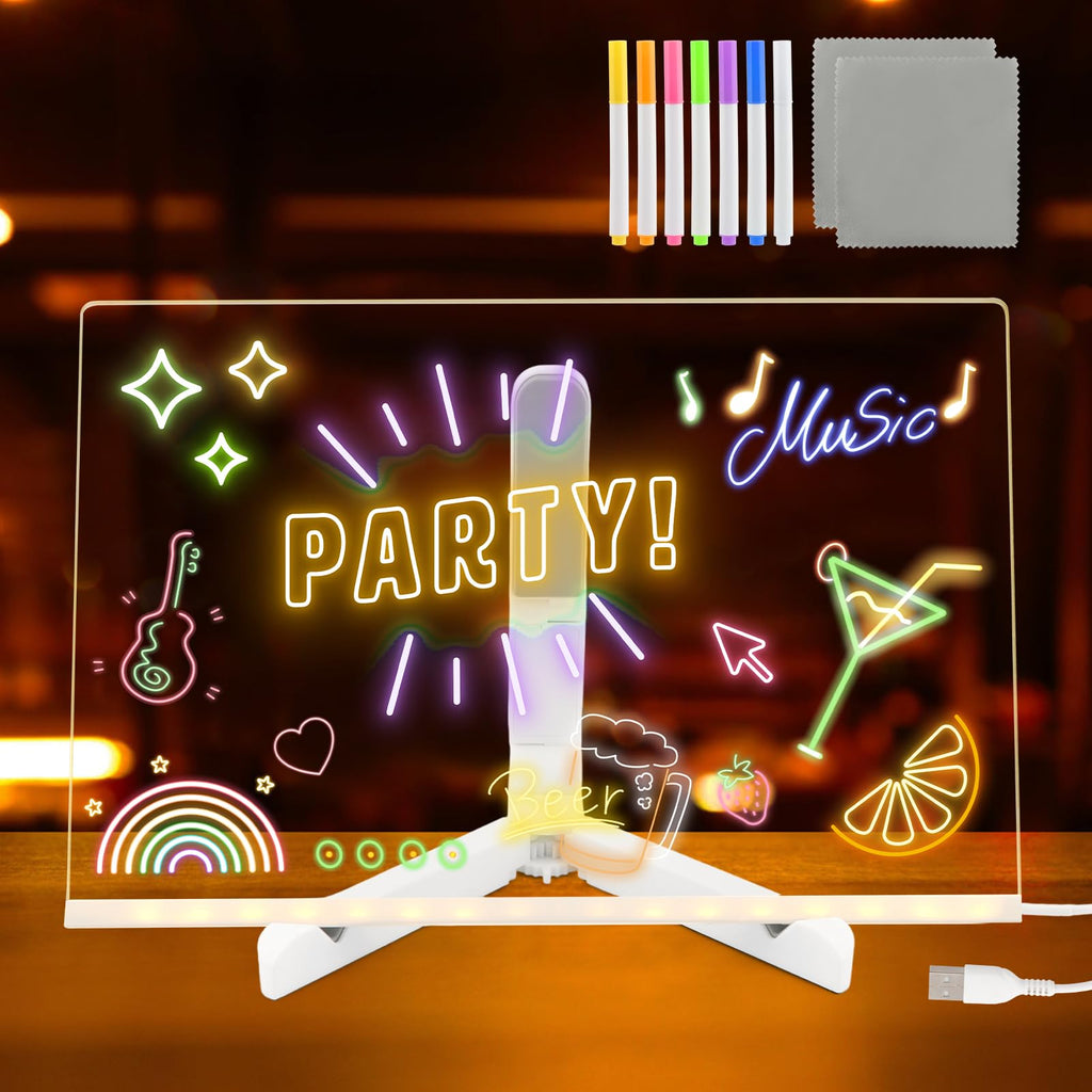 Pizarra LED Acrílica Personalizable con Marcadores Fluorescentes – Ideal para toda ocasión.