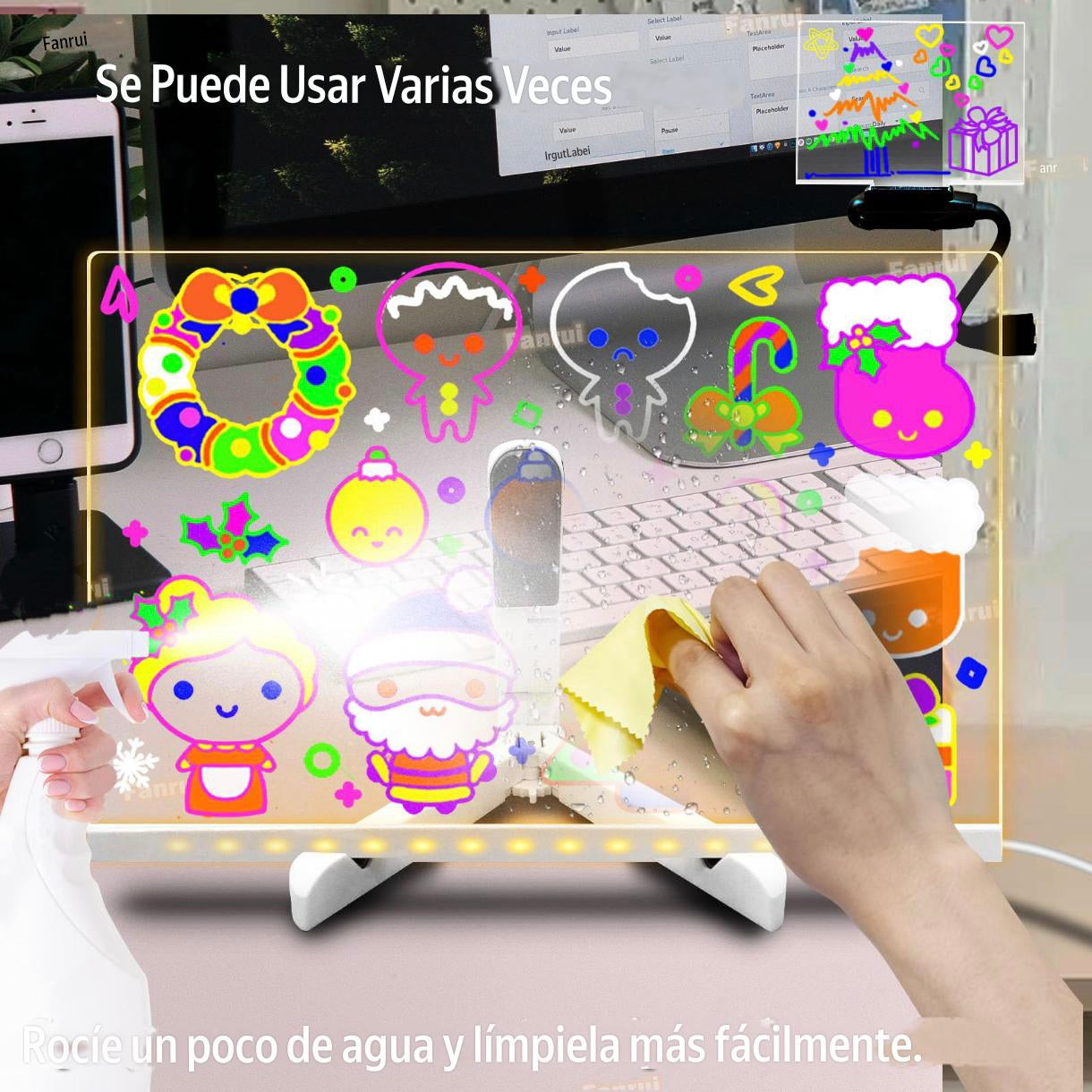 Pizarra LED Acrílica Personalizable con Marcadores Fluorescentes – Ideal para toda ocasión.